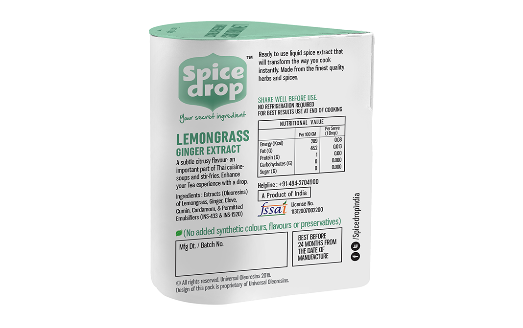 Spice Drop Lemongrass Ginger Extract    Pack  5 millilitre